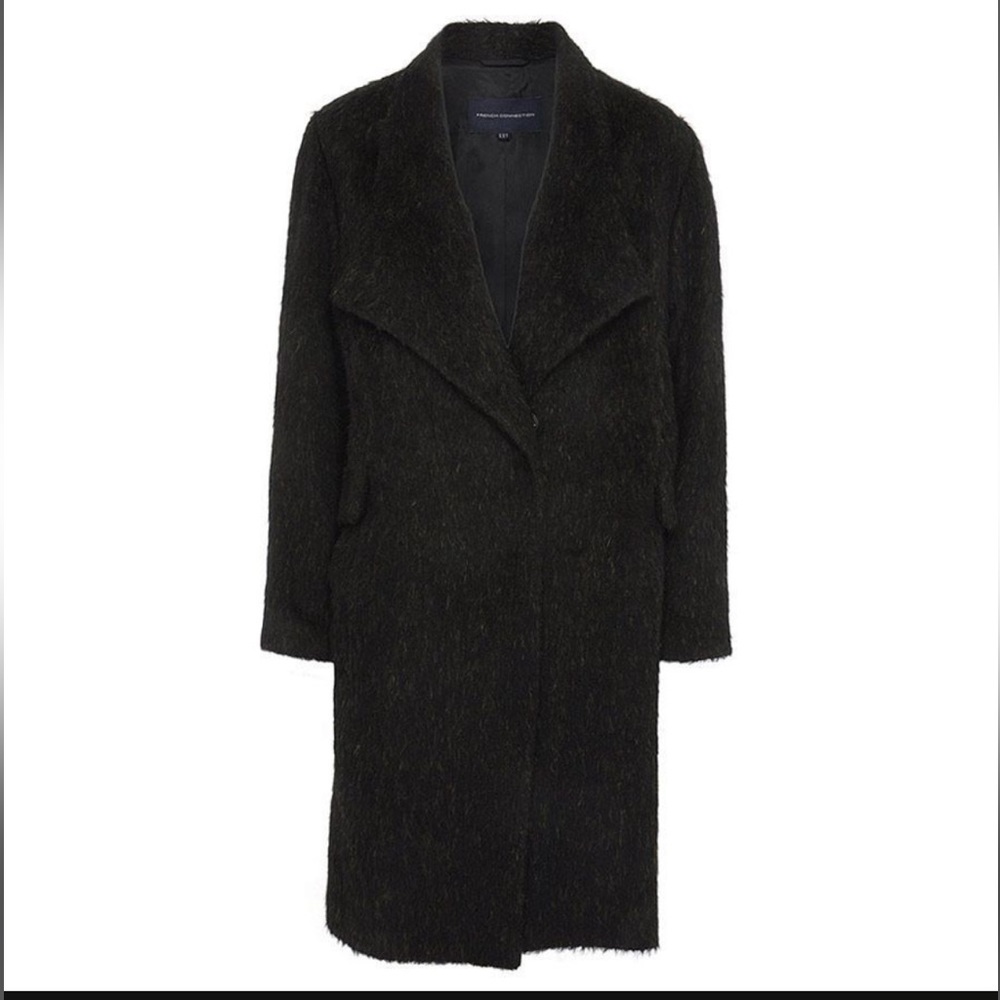 TYLER WOOL WRAPOVER COAT IN BROWN French connection size 6